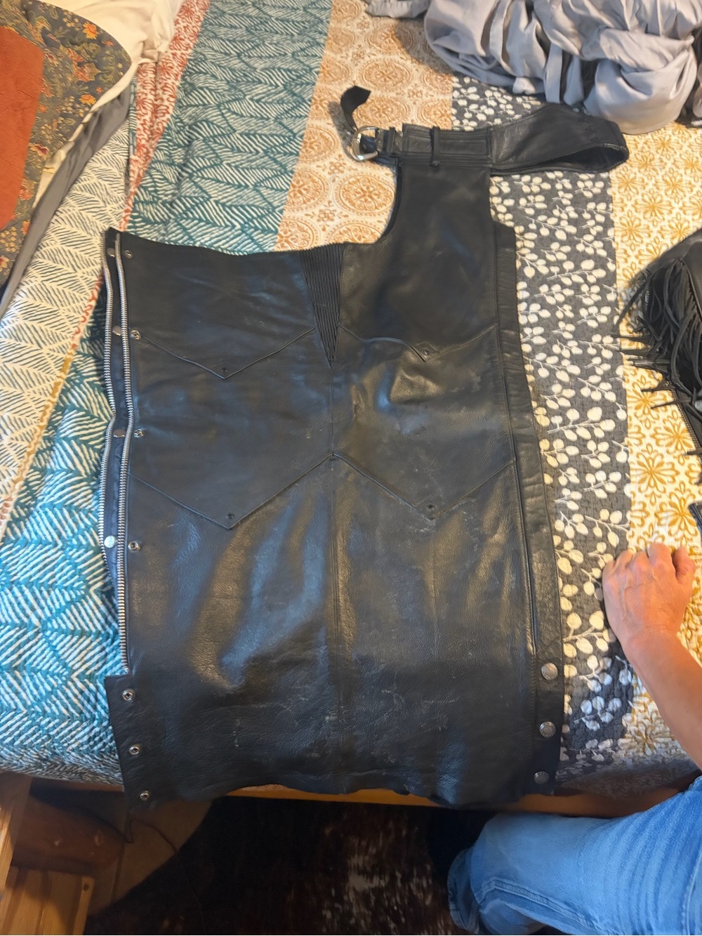 Harley-Davidson Black Leather chaps with Side Studs